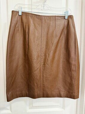 Vintage Brown Leather Skirt SYMA by Pano Sereti Size 14